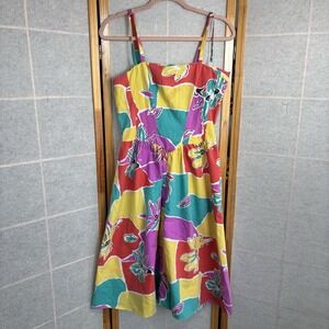 Vintage Prince David Color Block‎ Mod Midi Retro Floral Dress Women's Sz 5/6